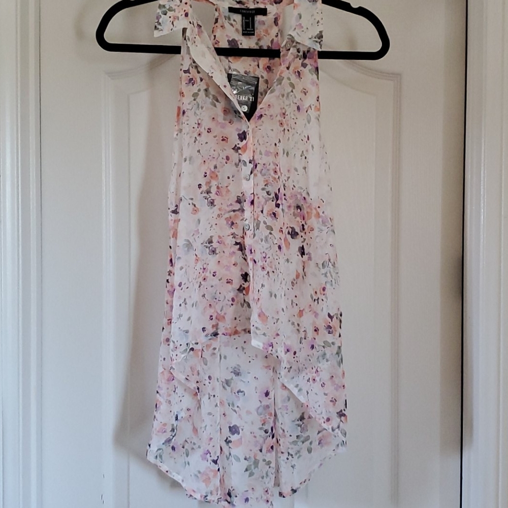 Floral Print High-Low Top